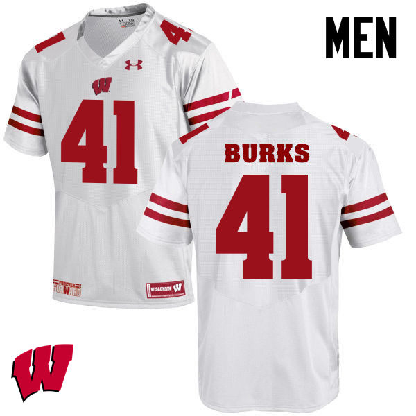 Wisconsin Badgers Men's #41 Noah Burks NCAA Under Armour Authentic White College Stitched Football Jersey ZD40Y73MZ